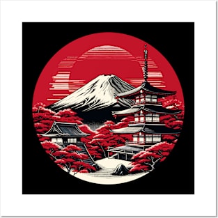 Mount Fuji in Crimson - Japanese Posters and Art